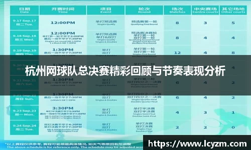 杭州网球队总决赛精彩回顾与节奏表现分析